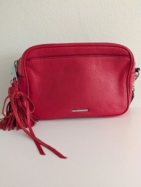 Rebecca Mink off Red Studded Pebbled Crossbody Bag